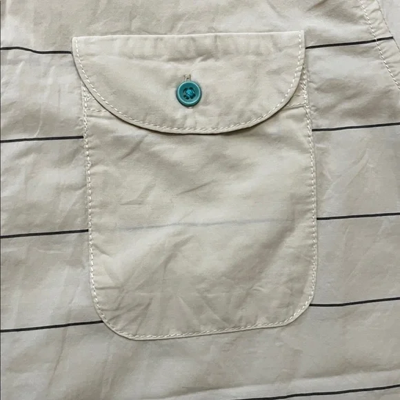 Vissla Men’s Cream Striped Casual Short Sleeve Button Down Shirt Size L - Picture 3 of 9